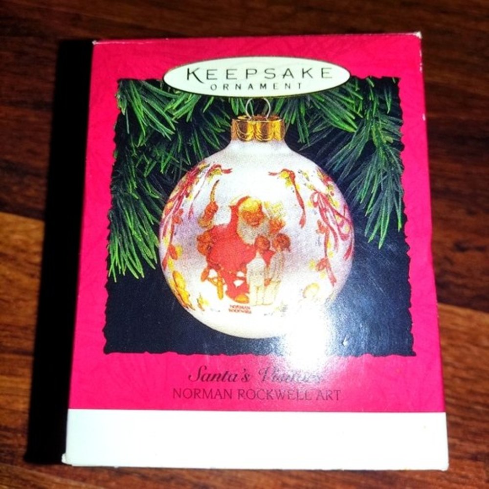 Hallmark Vintage Keepsake Christmas Glass Ornament Santa's Visitors - 1995